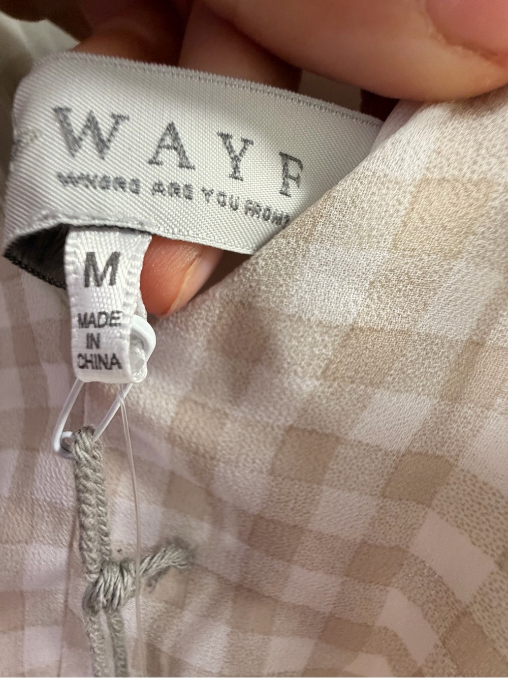 Wayf Beige Gingham Ruffle Midi Dress - Picture 6 of 7